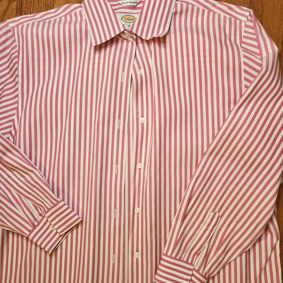 Talbot's Pink Striped Button down Shirt Size 12 - Picture 2 of 2